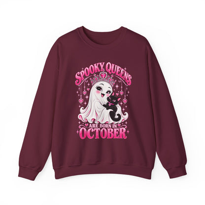 Spooky Queens Are Born in October Gildan 18000 Sweatshirt