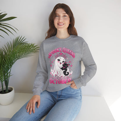 Spooky Queens Are Born in October Gildan 18000 Sweatshirt