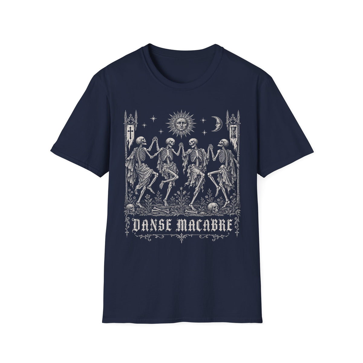 Danse Macabre Medieval Woodcut Skeleton T-Shirt