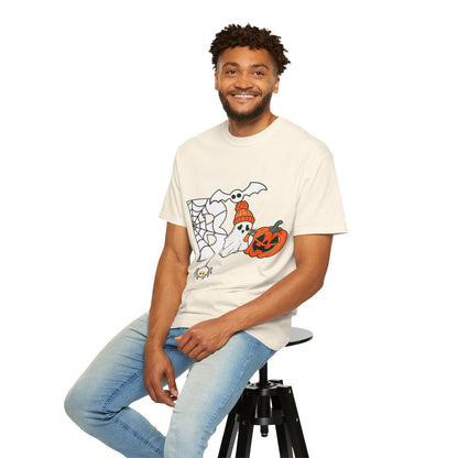 Cute Ghost Pumpkin Cozy Halloween Comfort Colors T-Shirt