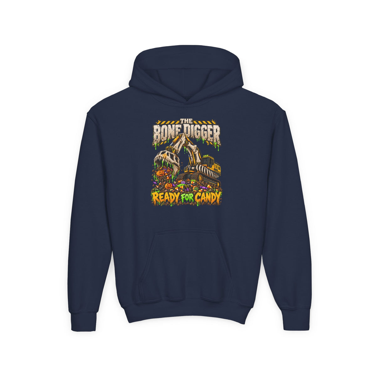 The Bone Digger Ready for Candy Youth Halloween Hoodie