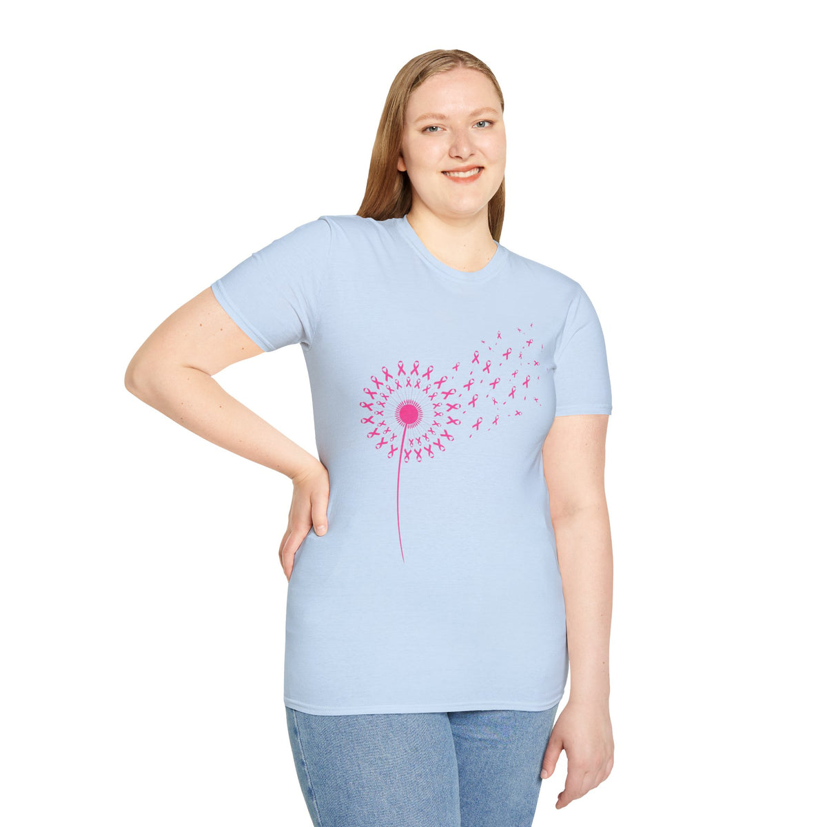 Pink Ribbon Dandelion Breast Cancer Awareness Tee