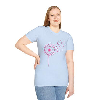 Pink Ribbon Dandelion Breast Cancer Awareness Tee