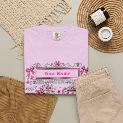 Personalized Spooky Cute Nurse October Birthday Comfort Colors Tee