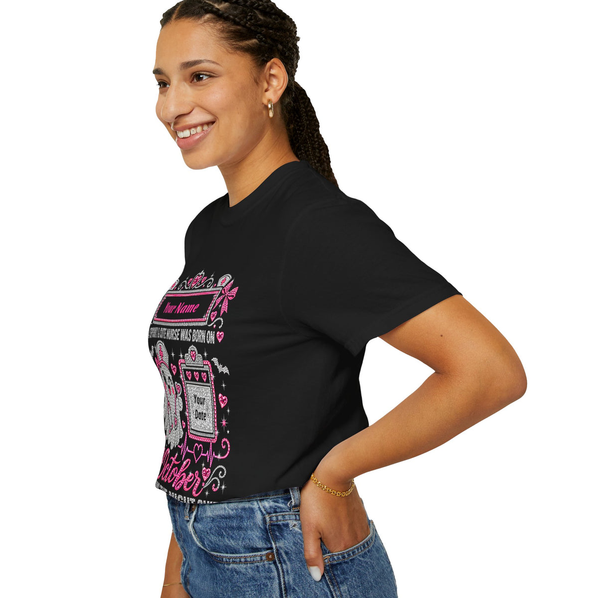 Personalized Spooky Cute Nurse October Birthday Comfort Colors Tee