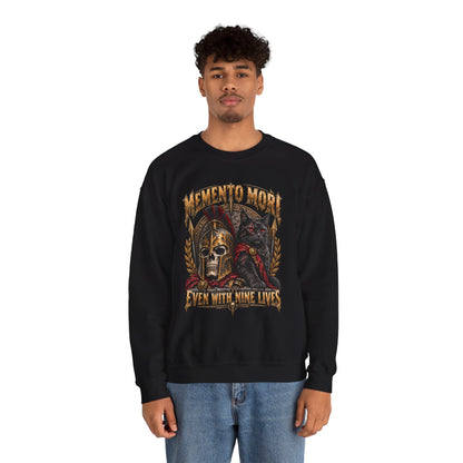 Memento Mori Nine Lives Spartan Cat Gildan 18000 Sweatshirt