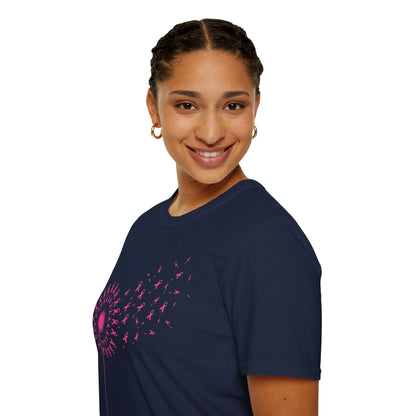 Pink Ribbon Dandelion Breast Cancer Awareness Tee