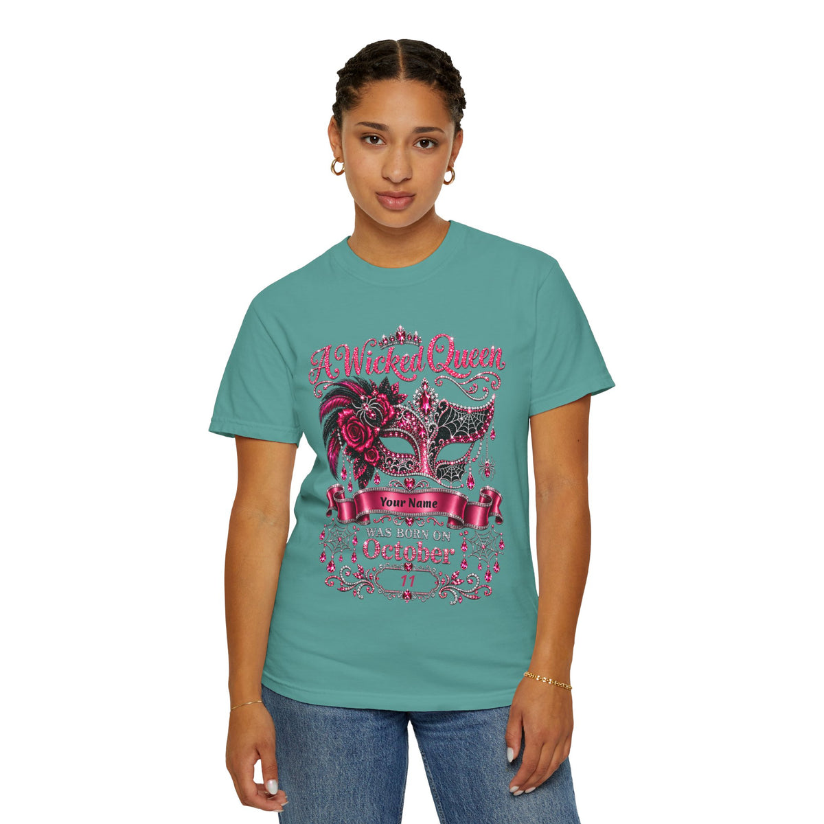 Personalized Wicked Queen October Birthday Comfort Colors Tee