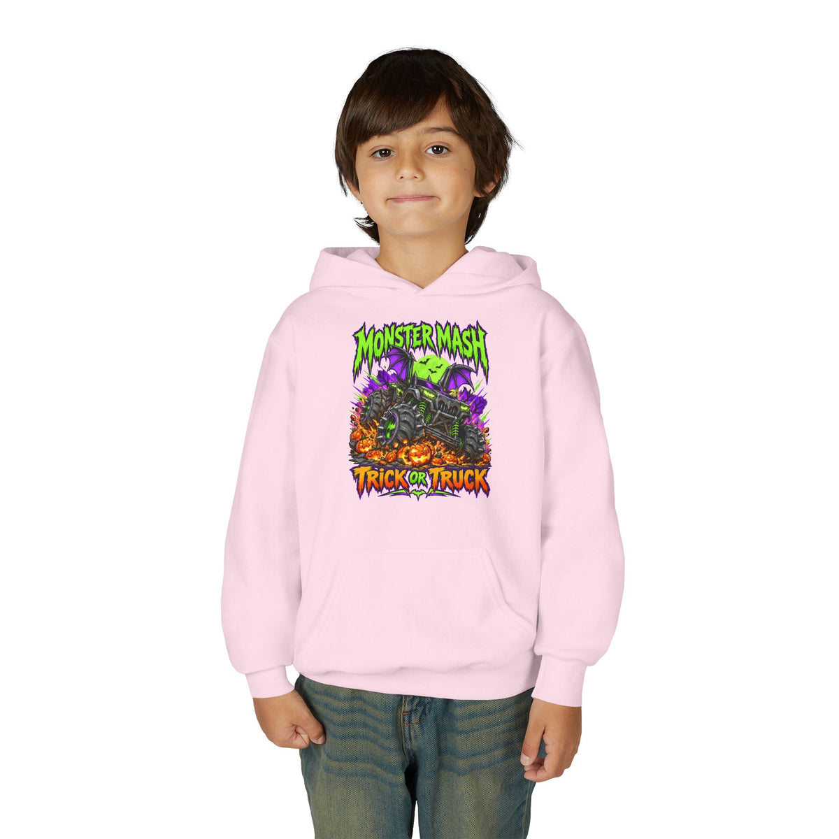 Monster Mash Trick or Truck Youth Halloween Hoodie