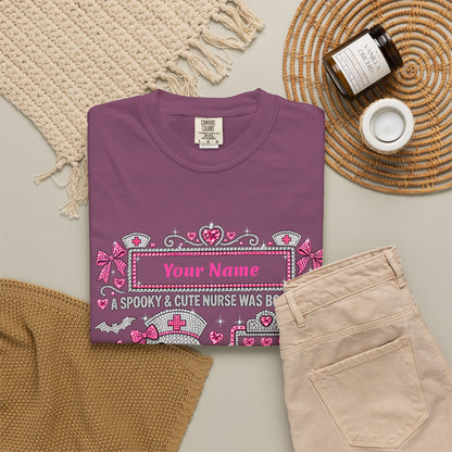 Personalized Spooky Cute Nurse October Birthday Comfort Colors Tee