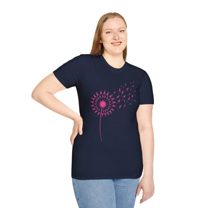Pink Ribbon Dandelion Breast Cancer Awareness Tee