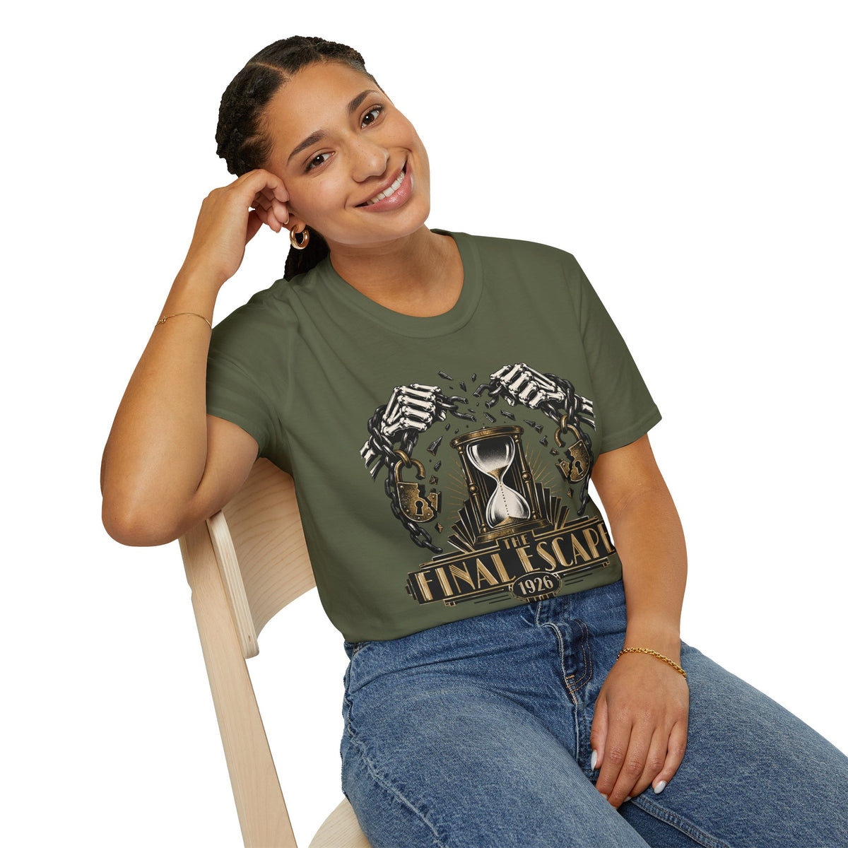 The Final Escape 1926 Shirt – Skeleton Chains Hourglass Art Deco Tee