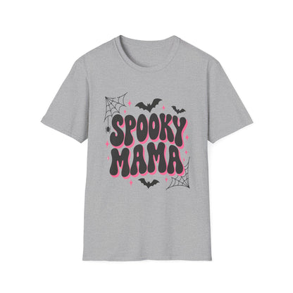 Spooky Mama Halloween Shirt – Retro Pink Bat & Spider Web Mom Tee