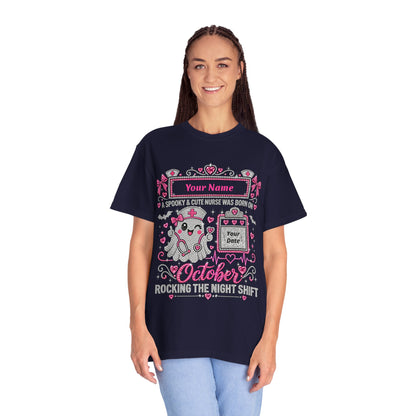 Personalized Spooky Cute Nurse October Birthday Comfort Colors Tee