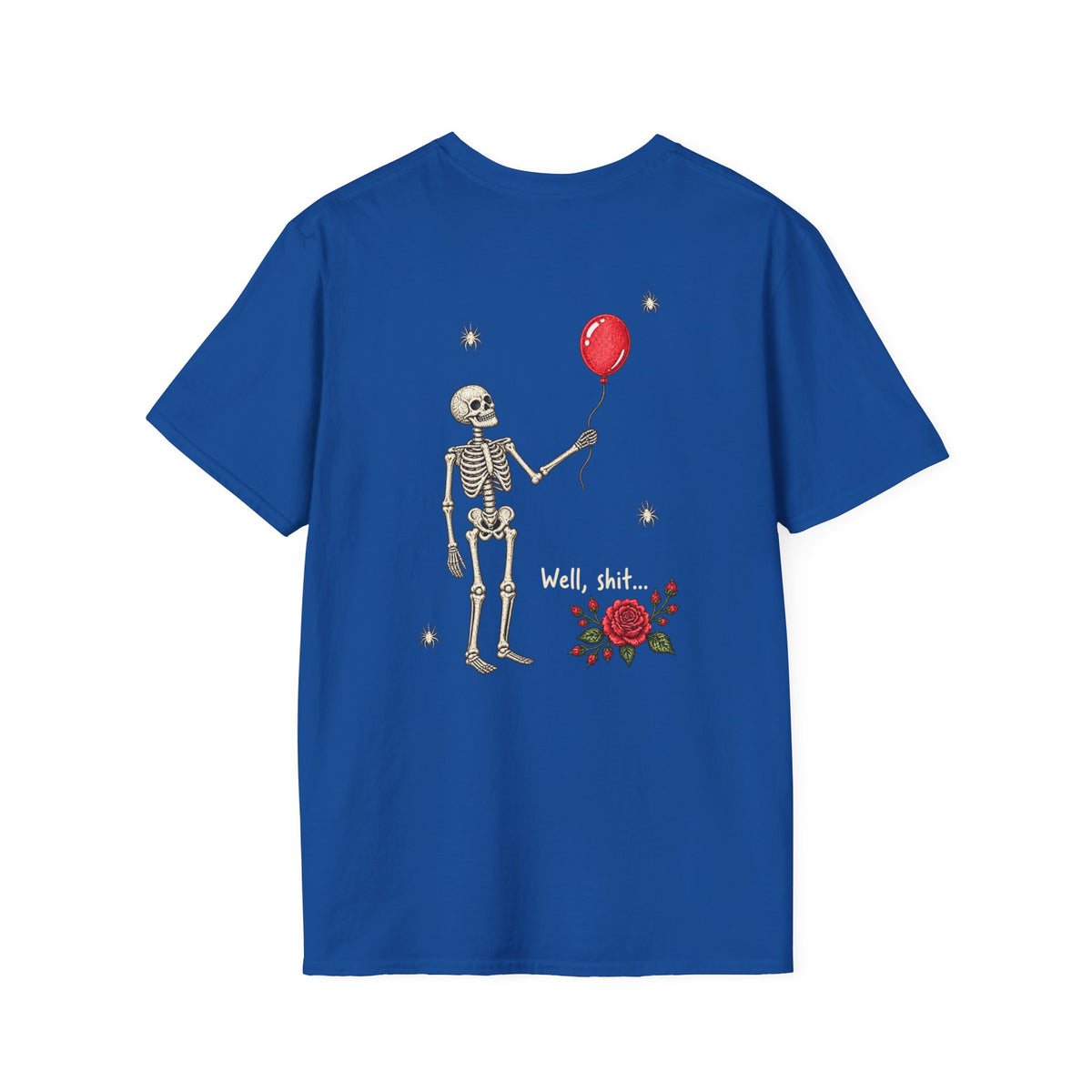 Gothic Skeleton Balloon & Rose Shirt – Dark Humor Graphic Tee