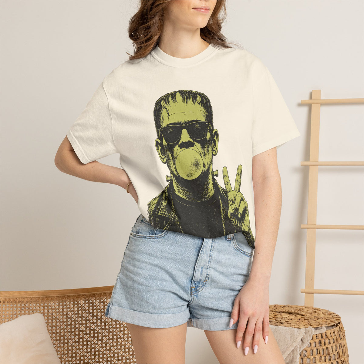 Frankenstein Bubblegum Peace Sign Comfort Colors T-Shirt