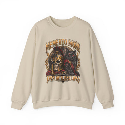 Memento Mori Nine Lives Spartan Cat Gildan 18000 Sweatshirt