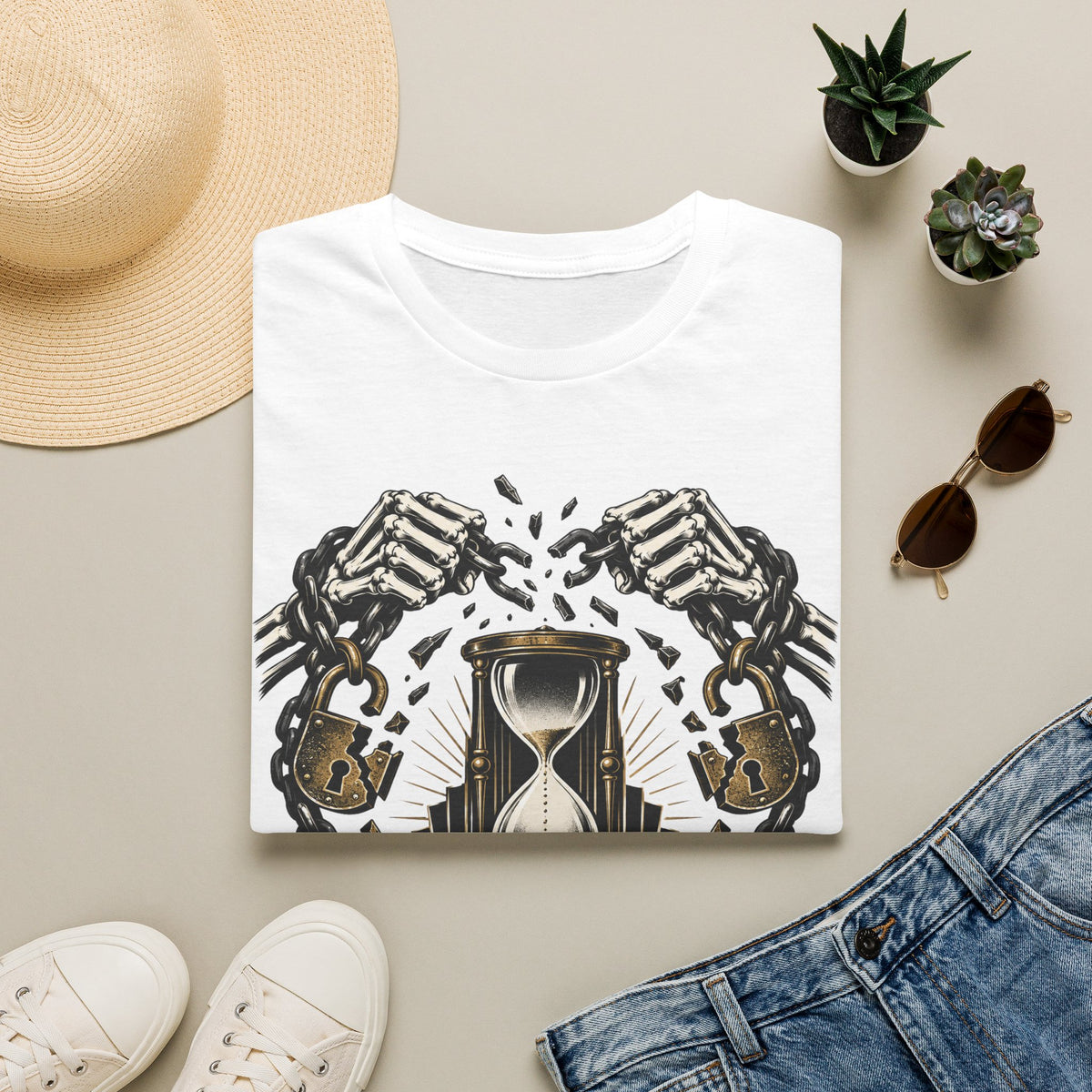 The Final Escape 1926 Shirt – Skeleton Chains Hourglass Art Deco Tee