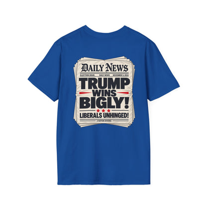 Trump Wins Bigly Shirt – Election Newspaper Political Satire Tee
