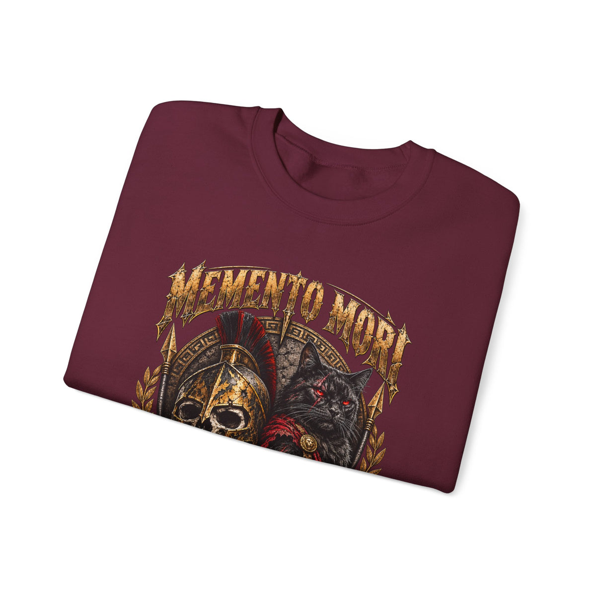 Memento Mori Nine Lives Spartan Cat Gildan 18000 Sweatshirt