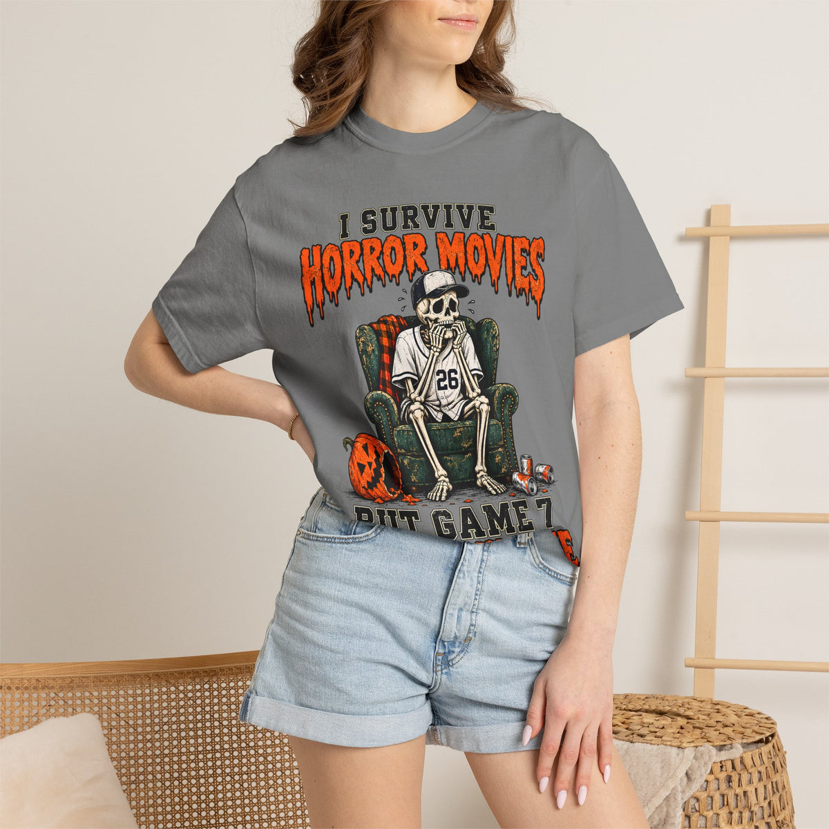 Horror Movies Game 7 Baseball Comfort Colors T-Shirt