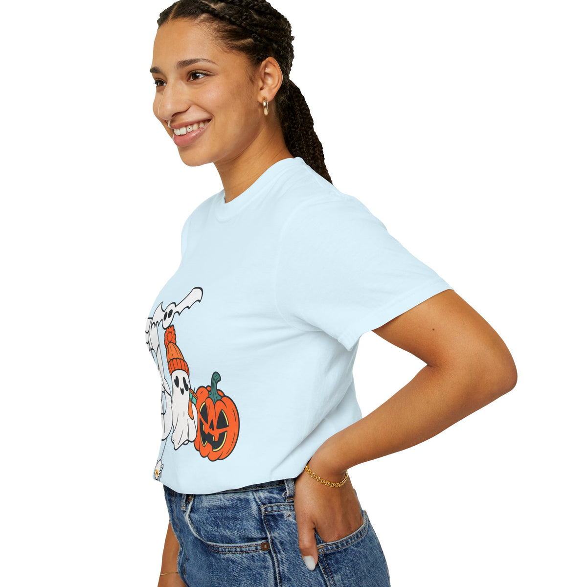 Cute Ghost Pumpkin Cozy Halloween Comfort Colors T-Shirt