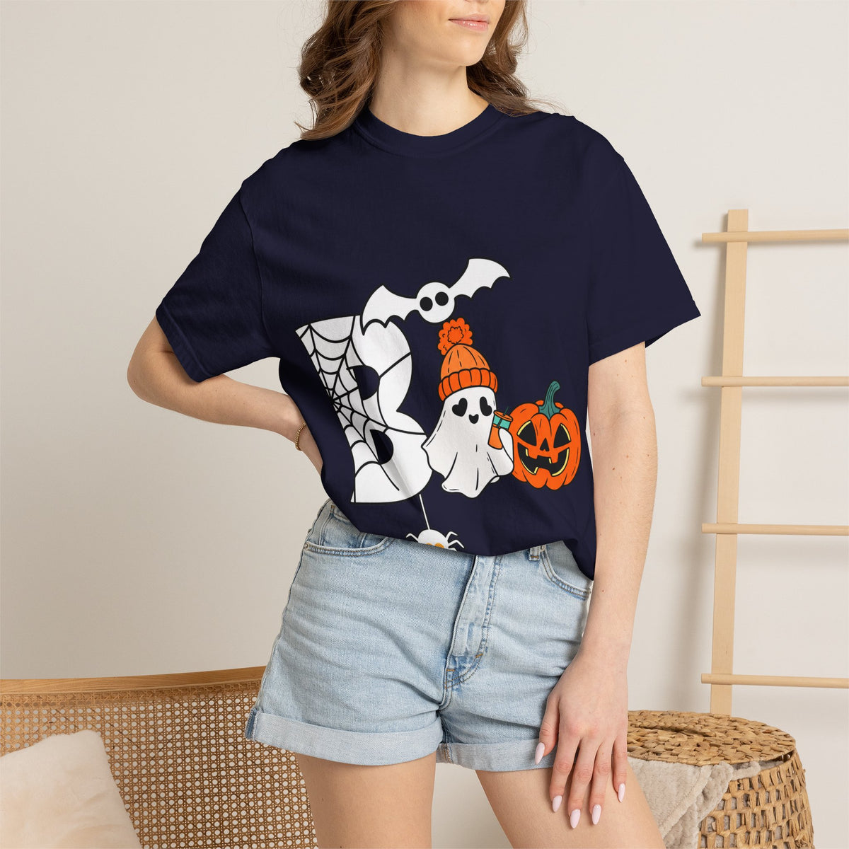 Cute Ghost Pumpkin Cozy Halloween Comfort Colors T-Shirt