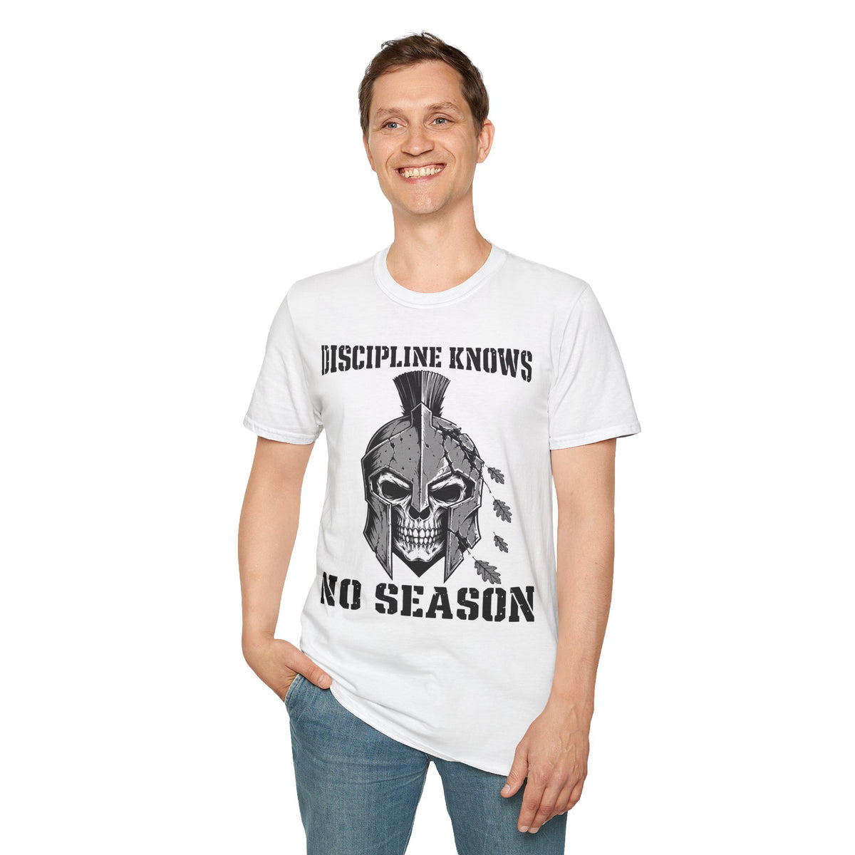 Discipline Knows No Season Shirt – Spartan Skull Stoic Warrior Tee