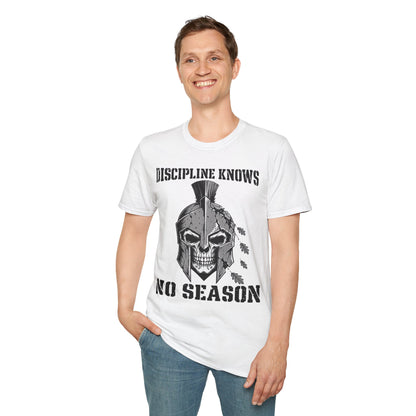 Discipline Knows No Season Shirt – Spartan Skull Stoic Warrior Tee