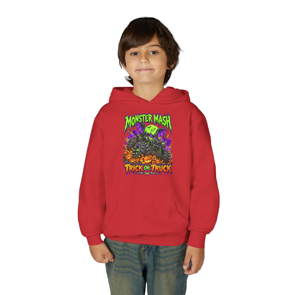 Monster Mash Trick or Truck Youth Halloween Hoodie