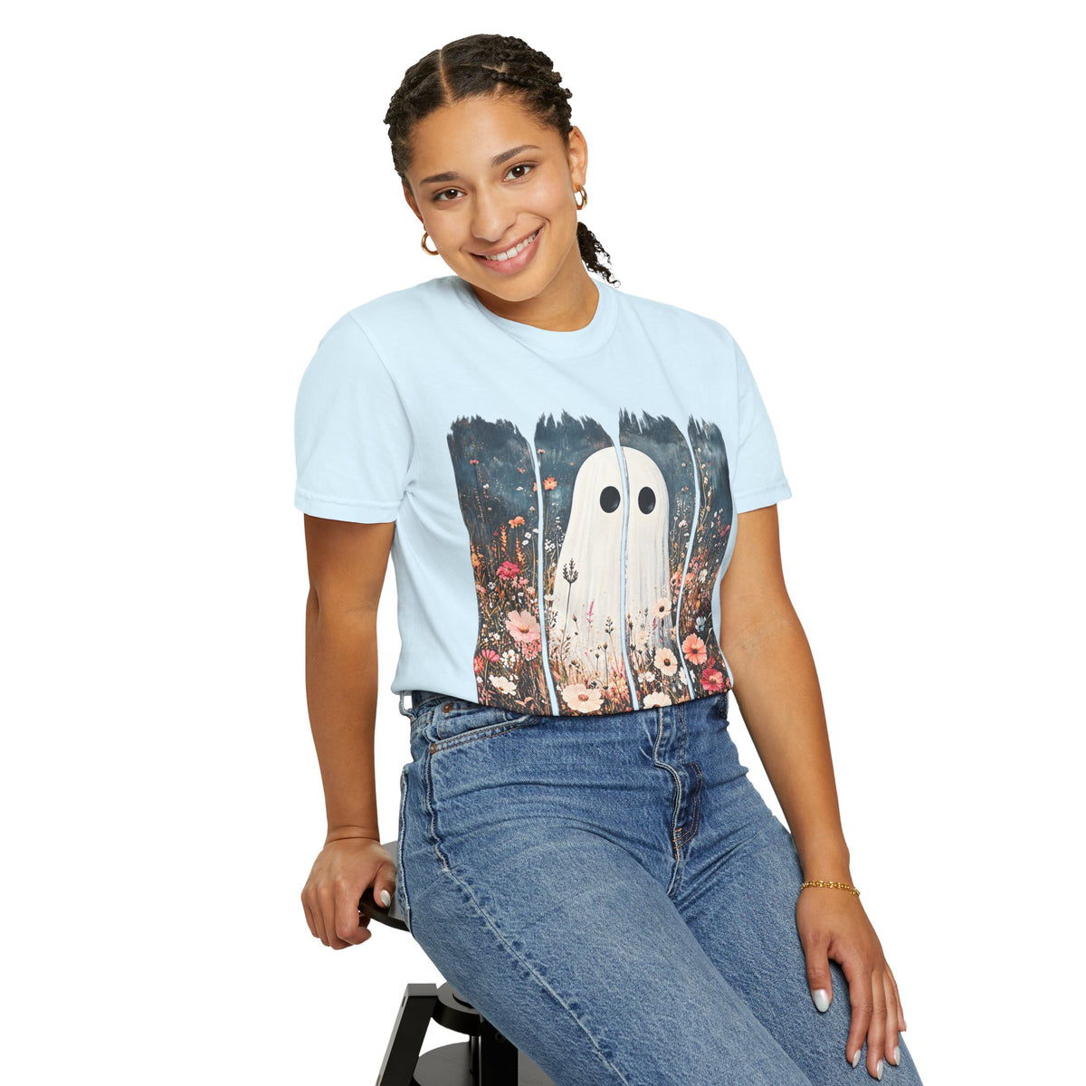 Floral Ghost Wildflower Halloween Comfort Colors T-Shirt
