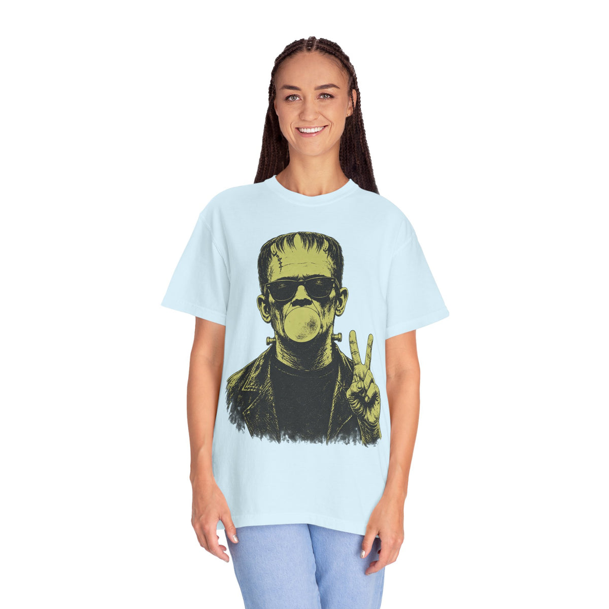 Frankenstein Bubblegum Peace Sign Comfort Colors T-Shirt