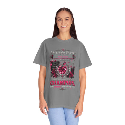 Personalized Champion Teacher October Birthday Comfort Colors Tee