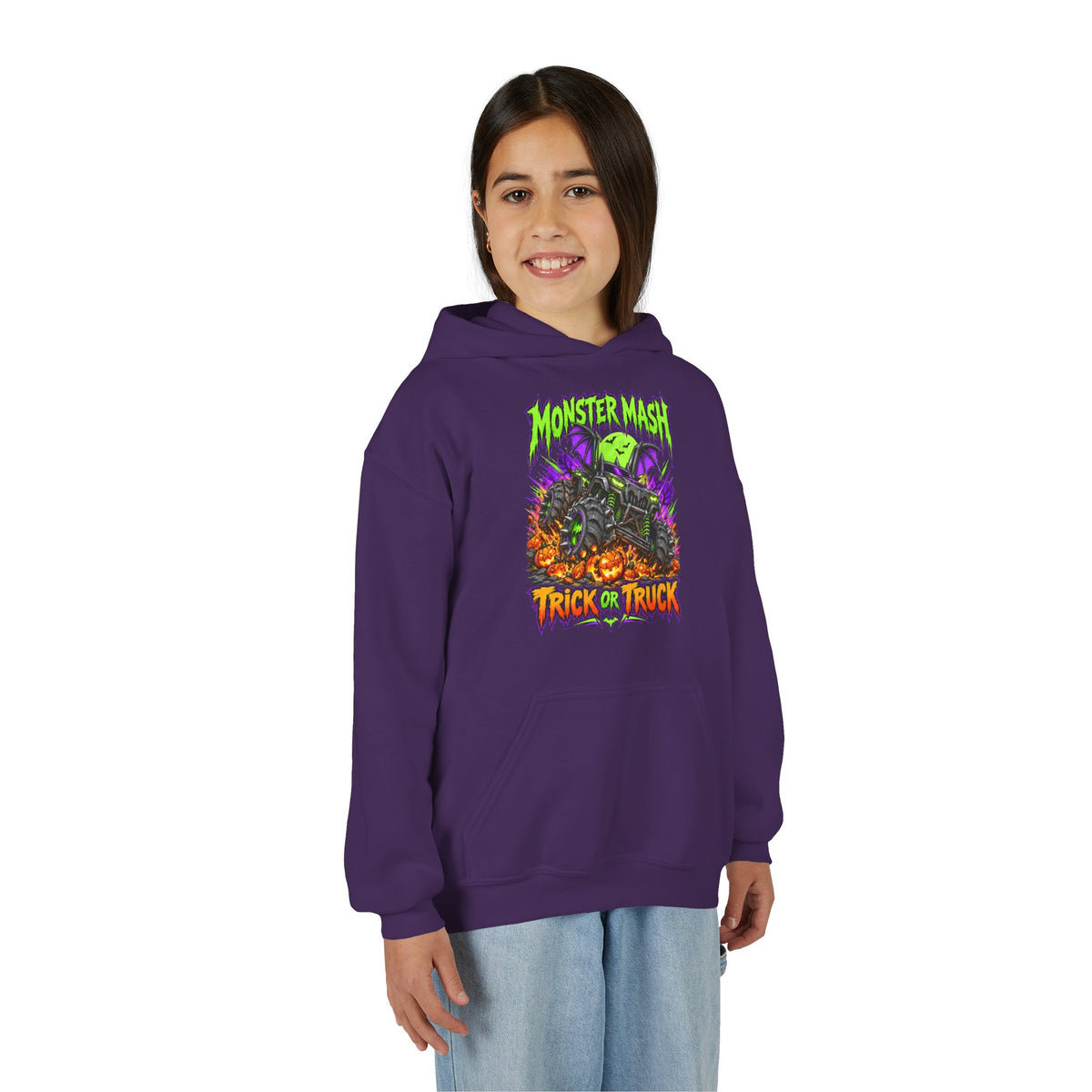 Monster Mash Trick or Truck Youth Halloween Hoodie