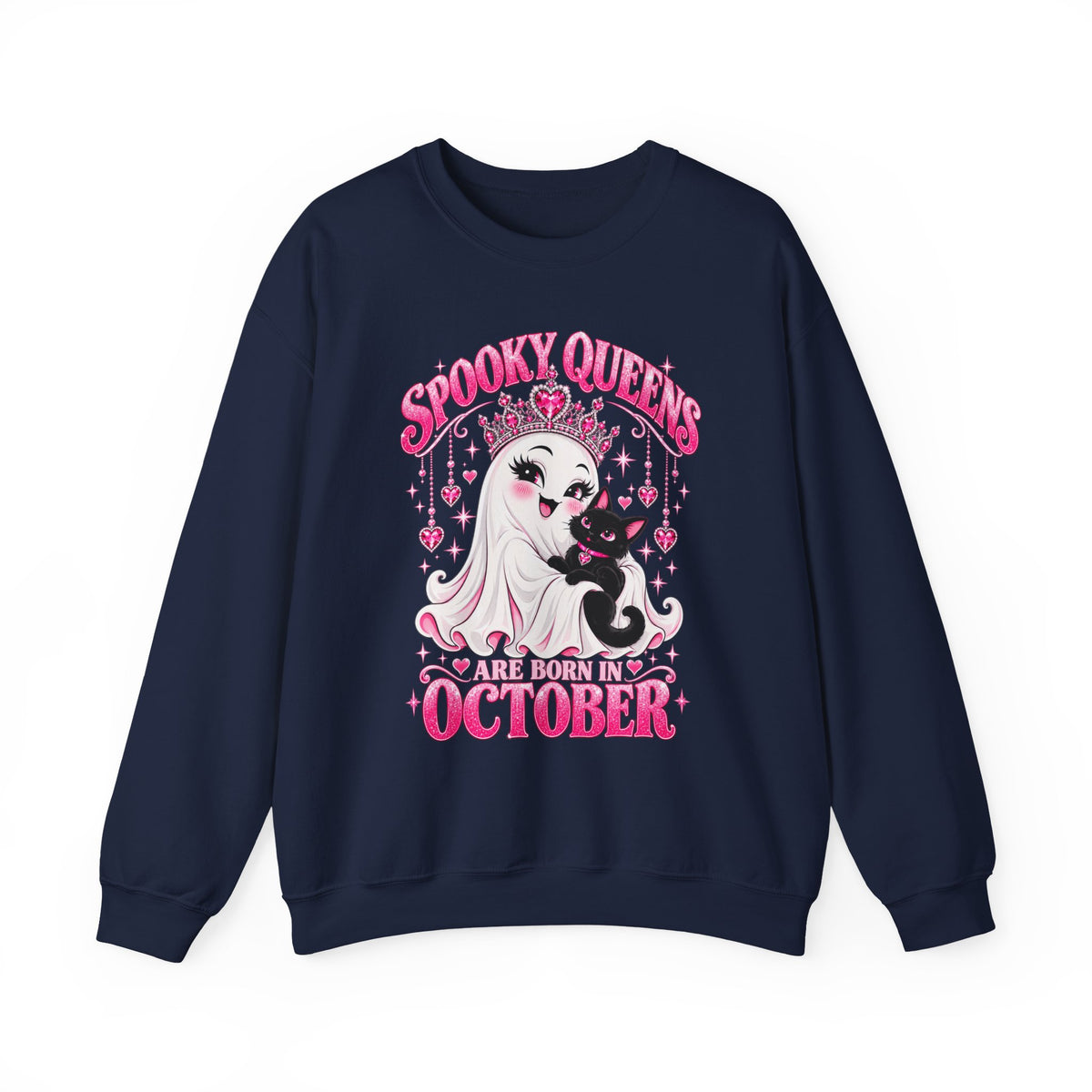 Spooky Queens Are Born in October Gildan 18000 Sweatshirt