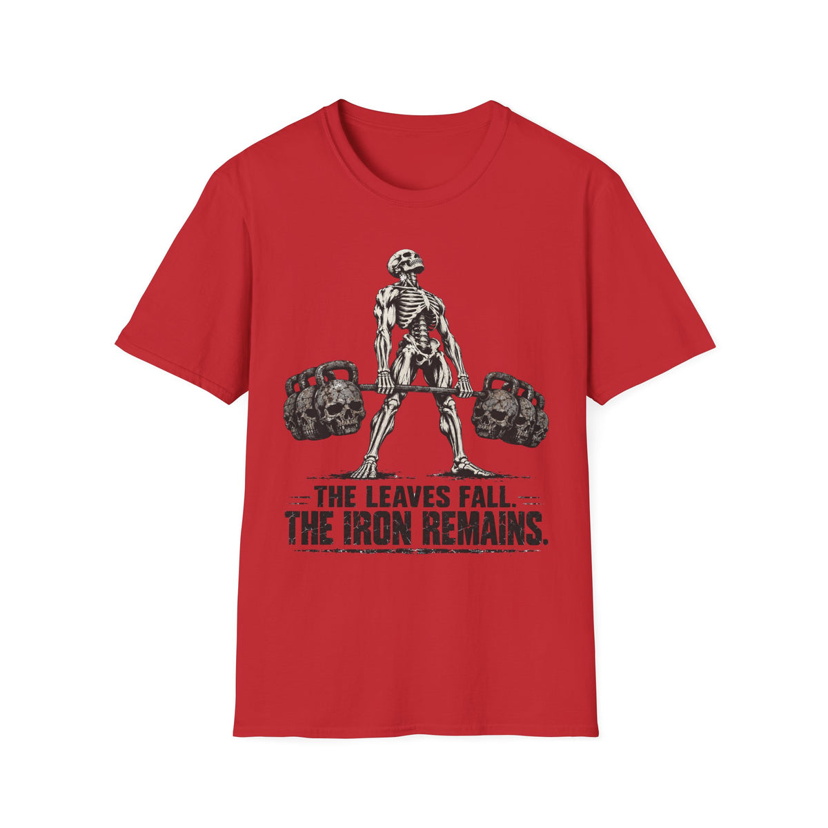 The Leaves Fall The Iron Remains Shirt – Skeleton Deadlift Gym Fall Tee