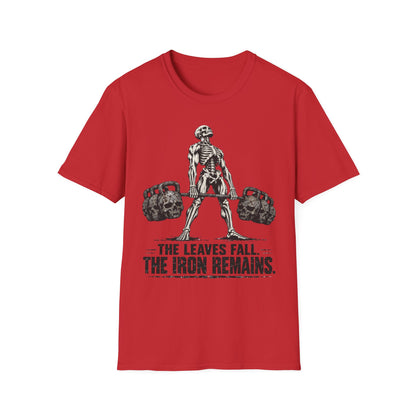 The Leaves Fall The Iron Remains Shirt – Skeleton Deadlift Gym Fall Tee