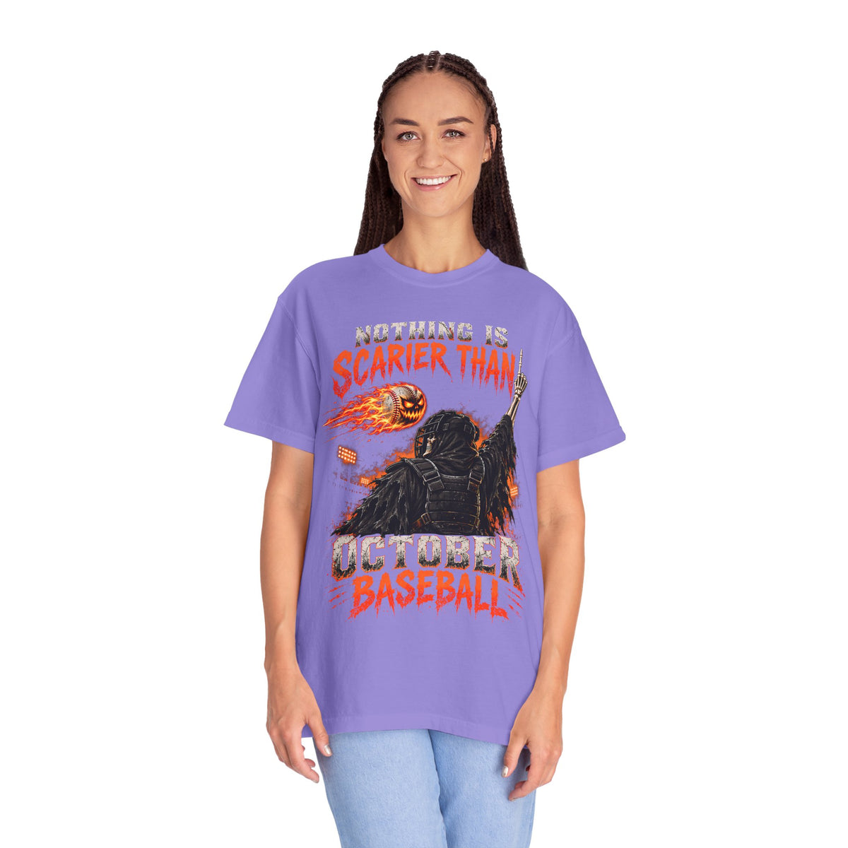 October Baseball Halloween Comfort Colors Graphic T-Shirt