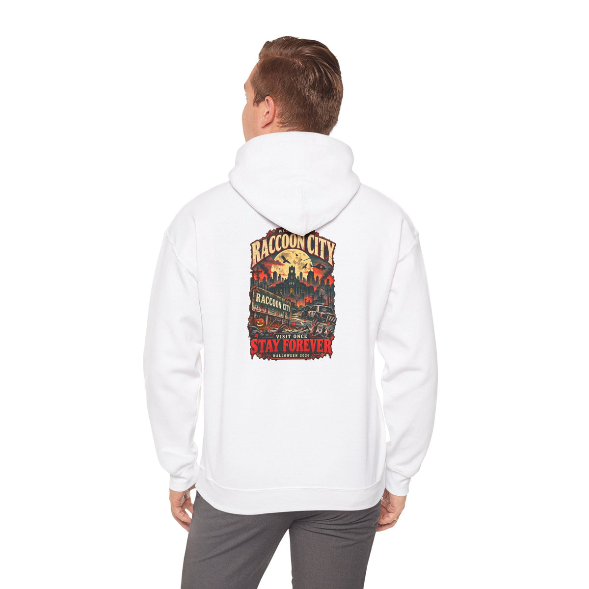 Welcome to Raccoon City Halloween 2026 Gildan 18500 Hoodie