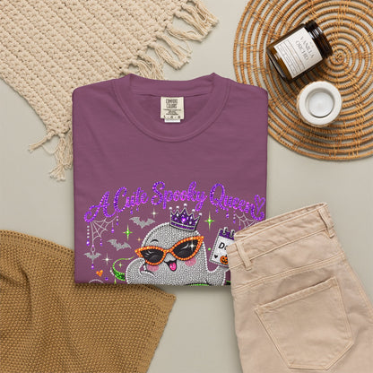 Personalized Spooky Queen October Birthday Comfort Colors Tee