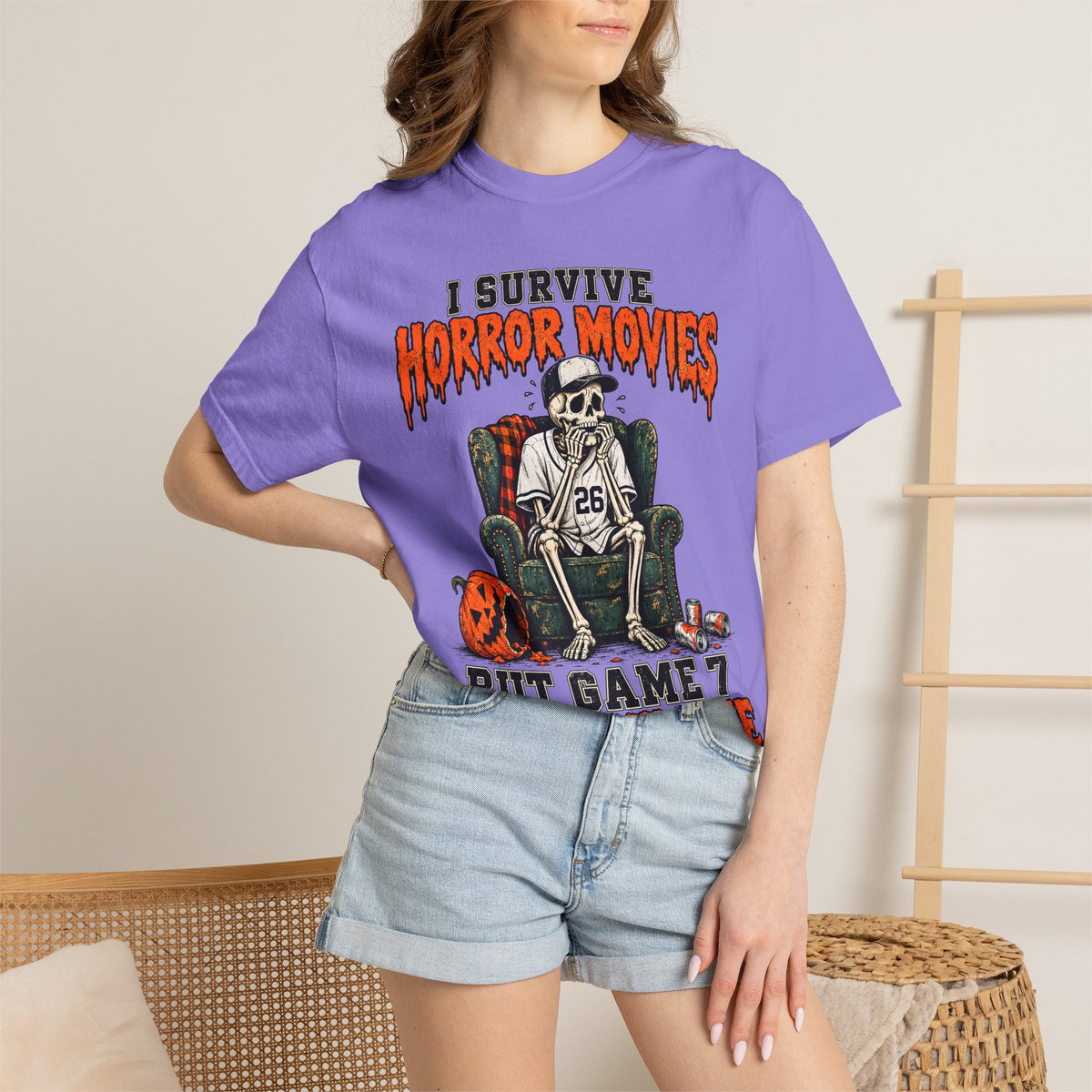 Horror Movies Game 7 Baseball Comfort Colors T-Shirt