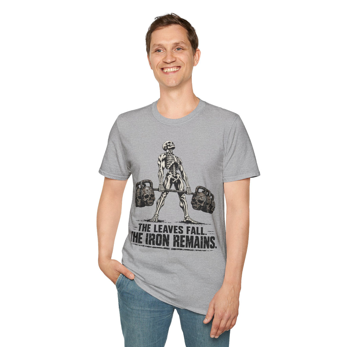 The Leaves Fall The Iron Remains Shirt – Skeleton Deadlift Gym Fall Tee
