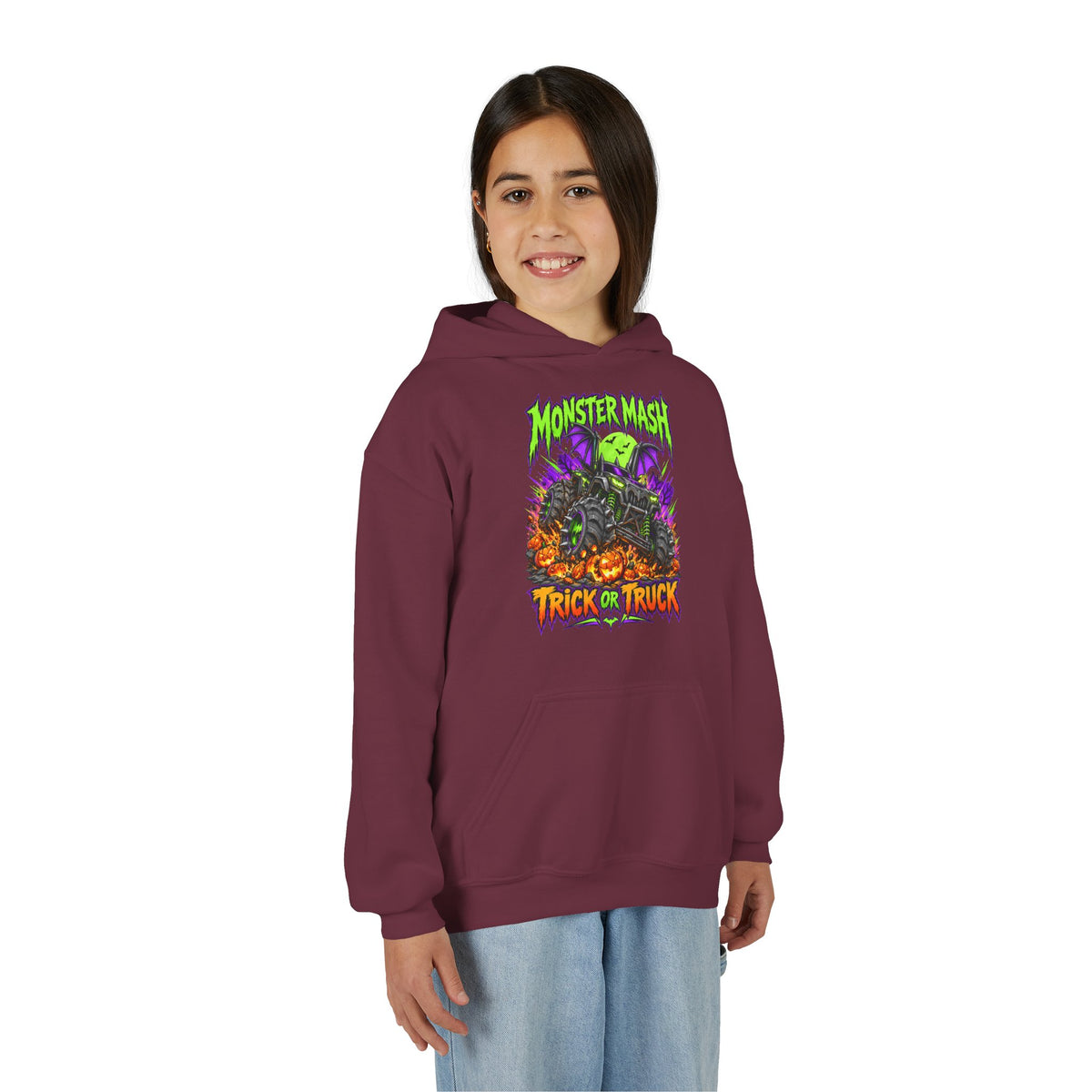 Monster Mash Trick or Truck Youth Halloween Hoodie