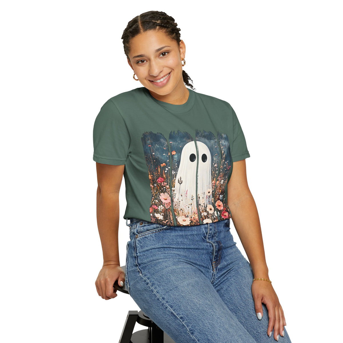 Floral Ghost Wildflower Halloween Comfort Colors T-Shirt
