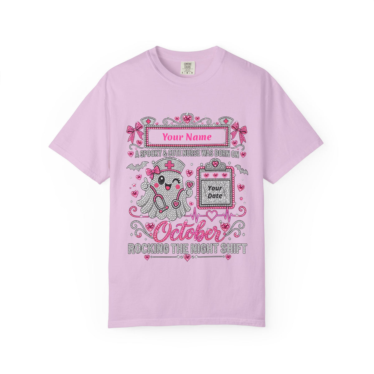 Personalized Spooky Cute Nurse October Birthday Comfort Colors Tee