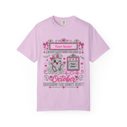 Personalized Spooky Cute Nurse October Birthday Comfort Colors Tee