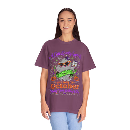 Personalized Spooky Queen October Birthday Comfort Colors Tee