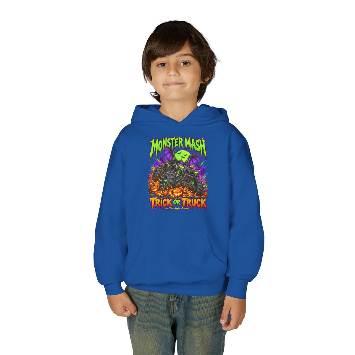Monster Mash Trick or Truck Youth Halloween Hoodie