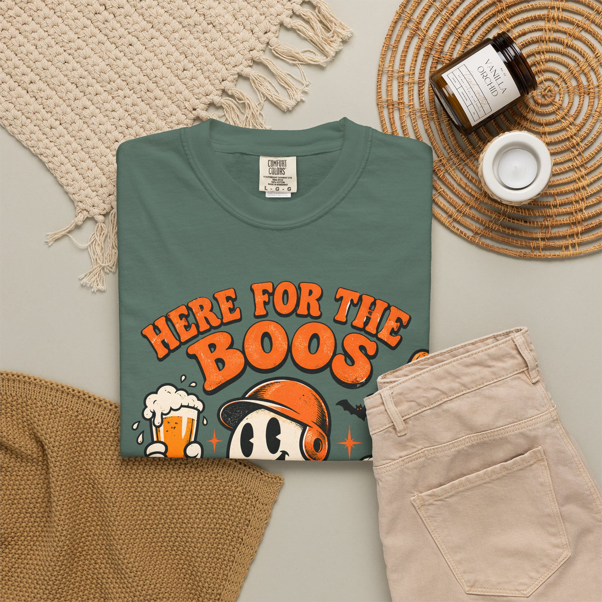 Here for the Boos Baseball Halloween Comfort Colors Tee