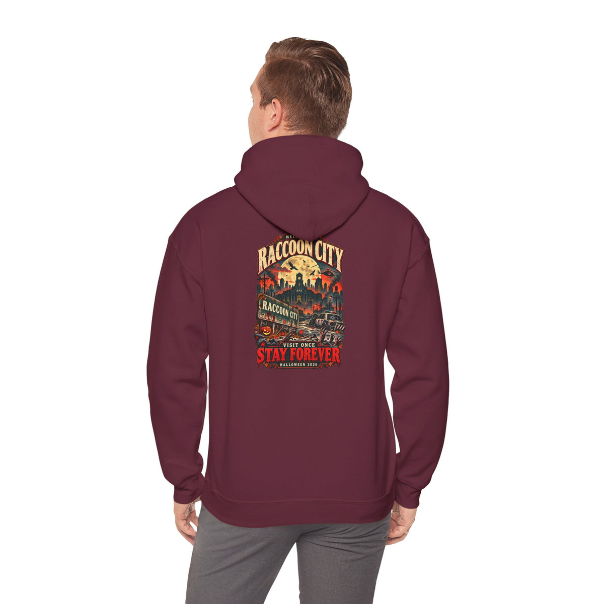 Welcome to Raccoon City Halloween 2026 Gildan 18500 Hoodie